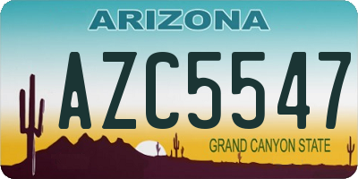 AZ license plate AZC5547