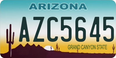AZ license plate AZC5645