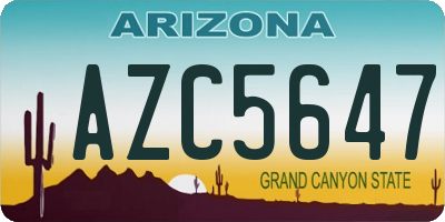AZ license plate AZC5647