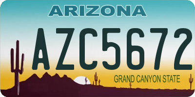 AZ license plate AZC5672