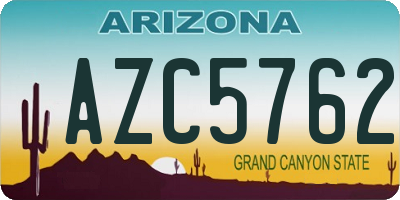 AZ license plate AZC5762