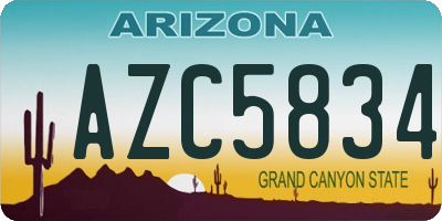 AZ license plate AZC5834