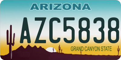 AZ license plate AZC5838