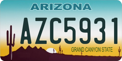 AZ license plate AZC5931