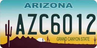 AZ license plate AZC6012