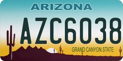 AZ license plate AZC6038
