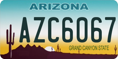 AZ license plate AZC6067