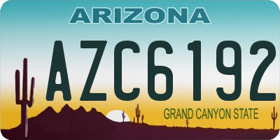 AZ license plate AZC6192