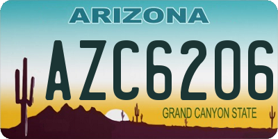 AZ license plate AZC6206