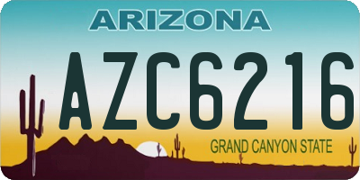 AZ license plate AZC6216