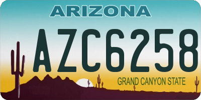 AZ license plate AZC6258