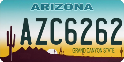 AZ license plate AZC6262