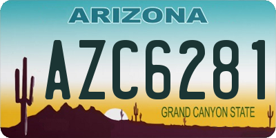 AZ license plate AZC6281