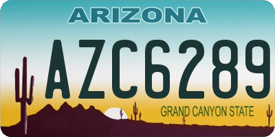 AZ license plate AZC6289