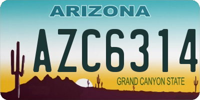 AZ license plate AZC6314