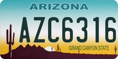 AZ license plate AZC6316