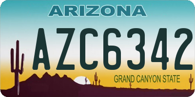 AZ license plate AZC6342