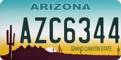 AZ license plate AZC6344