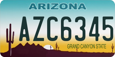 AZ license plate AZC6345