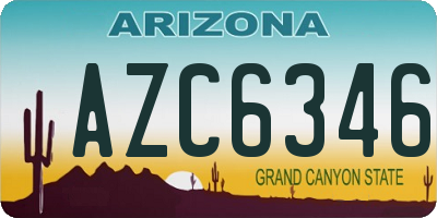 AZ license plate AZC6346