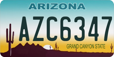 AZ license plate AZC6347