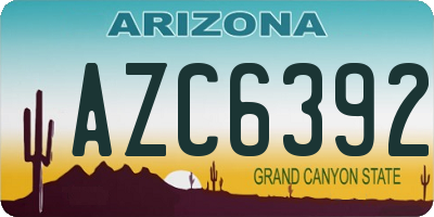 AZ license plate AZC6392