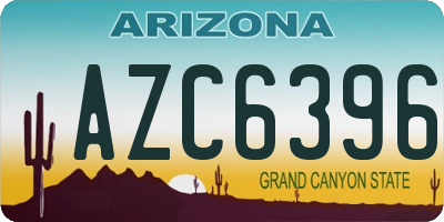 AZ license plate AZC6396