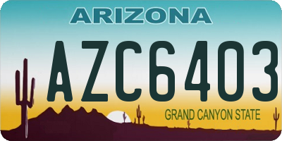 AZ license plate AZC6403