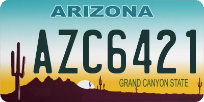 AZ license plate AZC6421