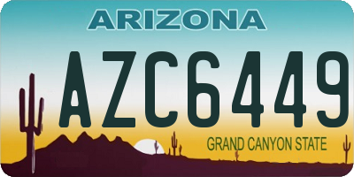 AZ license plate AZC6449