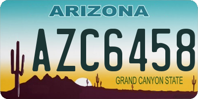 AZ license plate AZC6458