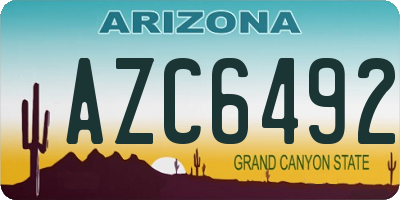 AZ license plate AZC6492