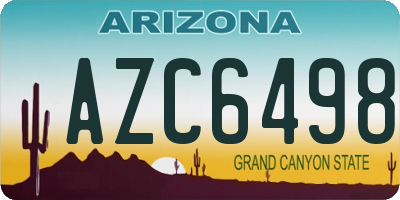 AZ license plate AZC6498