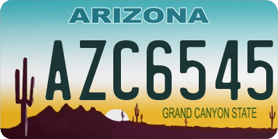 AZ license plate AZC6545
