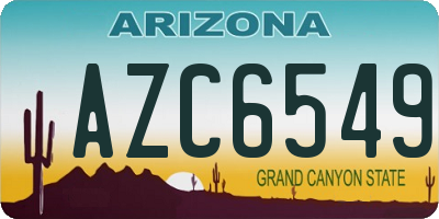 AZ license plate AZC6549