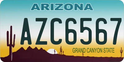 AZ license plate AZC6567
