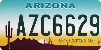 AZ license plate AZC6629
