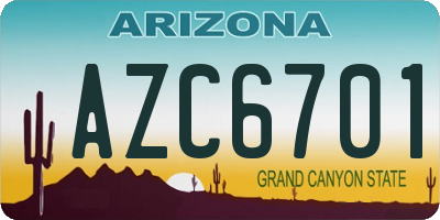 AZ license plate AZC6701