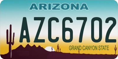 AZ license plate AZC6702