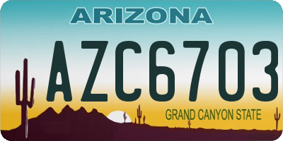 AZ license plate AZC6703