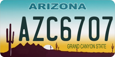 AZ license plate AZC6707
