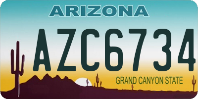 AZ license plate AZC6734