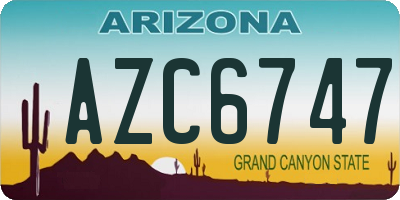 AZ license plate AZC6747