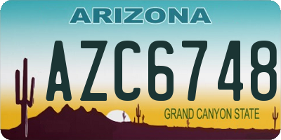 AZ license plate AZC6748
