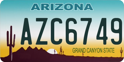 AZ license plate AZC6749