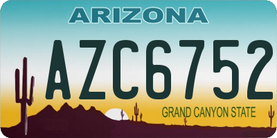 AZ license plate AZC6752