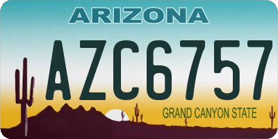 AZ license plate AZC6757