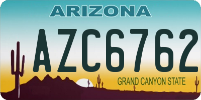 AZ license plate AZC6762