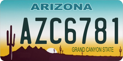 AZ license plate AZC6781