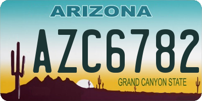 AZ license plate AZC6782